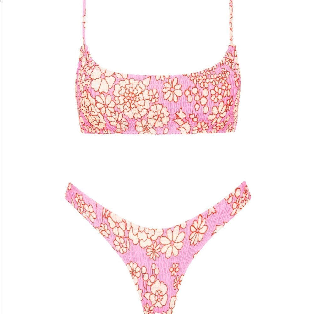 Light Pink Patterned Triangl Swimsuit